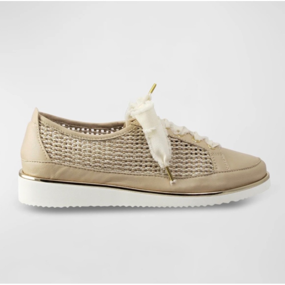 New! Ron White Novalee Raffia Low-Top Sneaker Nude Raffia Leather EU 37 US 6.5